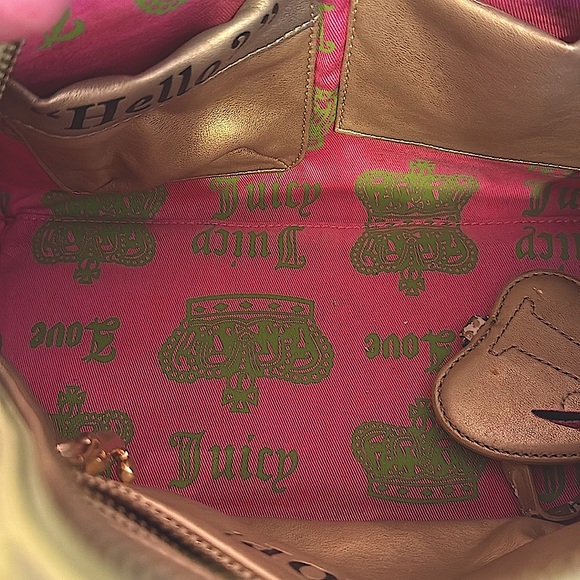 Vintage Juicy Couture Pink and Green Satchel Y2K Terry Bowling Bag - Picture 9 of 15